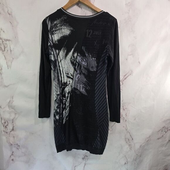 Dzhavael Couture Dress Women Small Black Gray Long Lace Artsy Goth Streetwear - Picture 5 of 11